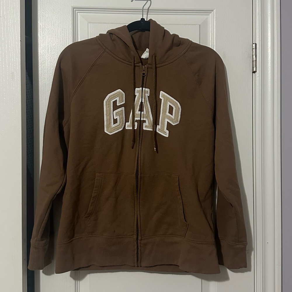 GAP Brown Full-Zip Hoodie with Appliqué Logo